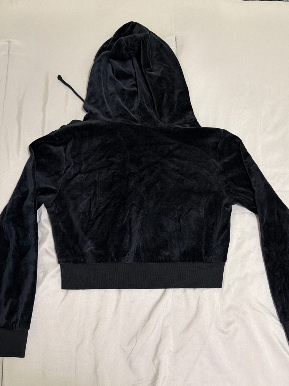 wild fable Black Velvet Cropped Hoodie